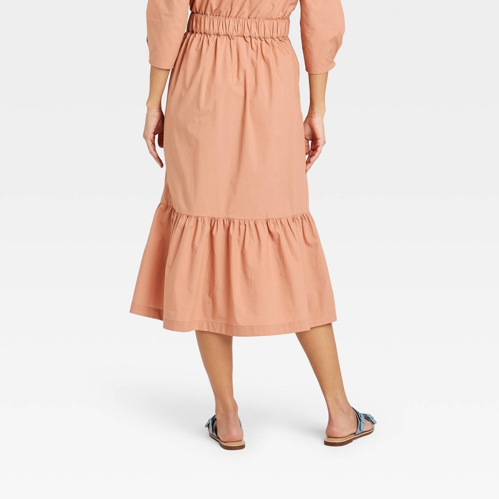 slide 2 of 3, Women's Tiered A-line Midi Skirt - A New Day Blush L, 1 ct