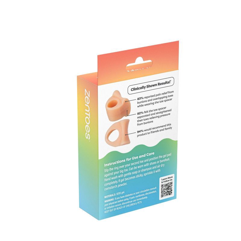 slide 2 of 10, ZenToes Single Loop Toe Spacer for Bunion Pain Relief - Beige - 2pk, 2 ct