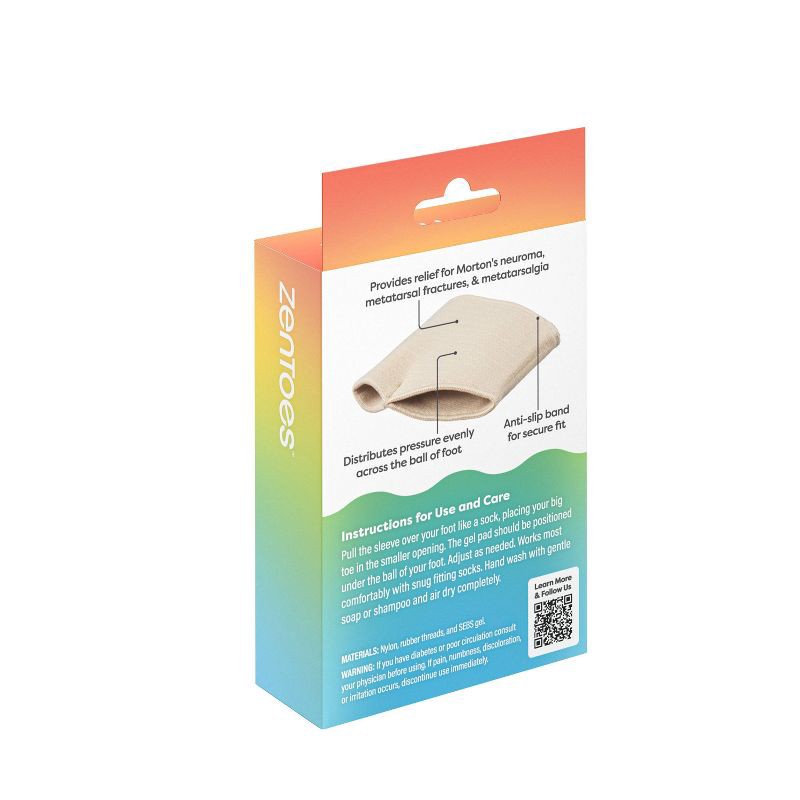 slide 2 of 12, ZenToes Metatarsal Gel Pads for Ball of Foot Pain - Beige - M - 1 Pair, 1 ct
