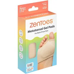 ZenToes Metatarsal Gel Pads for Ball of Foot Pain - Beige - M - 1 Pair