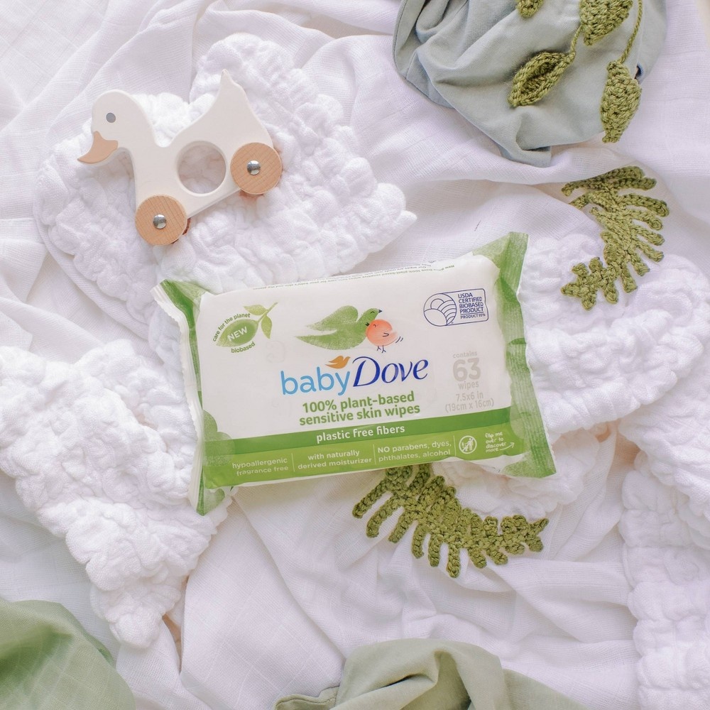 slide 3 of 10, Baby Dove Unscented Plant-Based Sensitive Skin Baby Wipes - 63ct, 63 ct