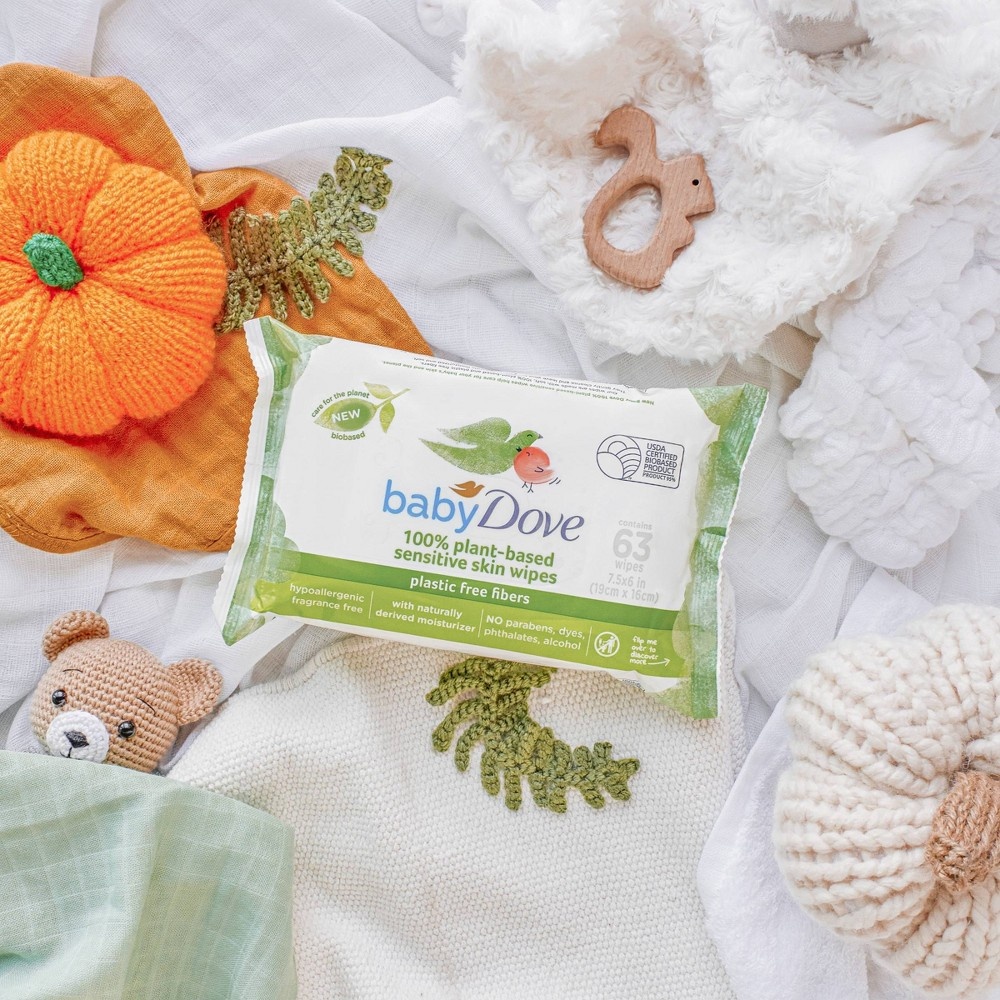slide 4 of 10, Baby Dove Unscented Plant-Based Sensitive Skin Baby Wipes - 63ct, 63 ct
