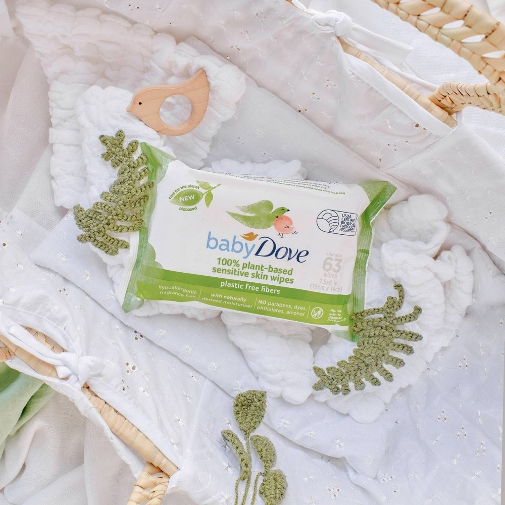 slide 5 of 10, Baby Dove Unscented Plant-Based Sensitive Skin Baby Wipes - 63ct, 63 ct
