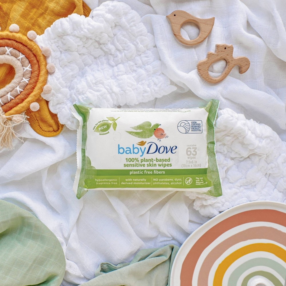 slide 6 of 10, Baby Dove Unscented Plant-Based Sensitive Skin Baby Wipes - 63ct, 63 ct