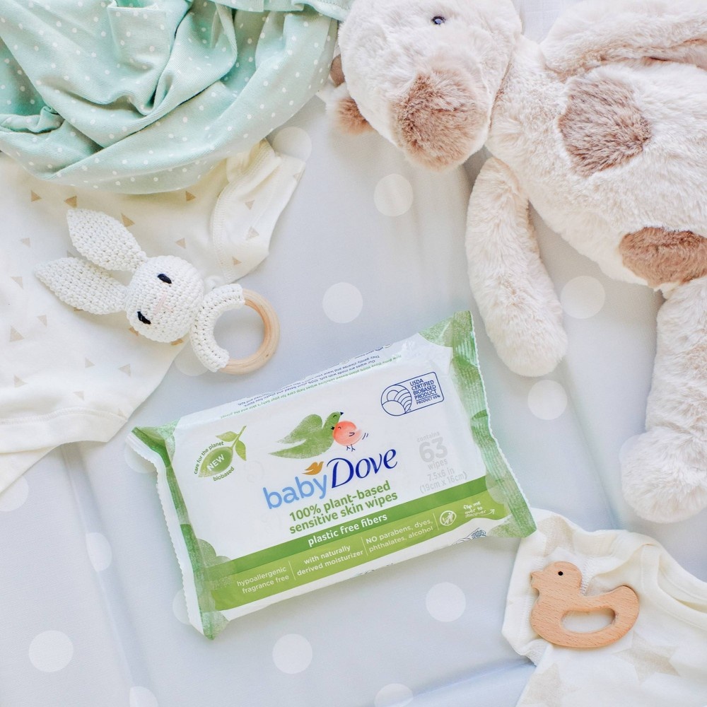 slide 7 of 10, Baby Dove Unscented Plant-Based Sensitive Skin Baby Wipes - 63ct, 63 ct