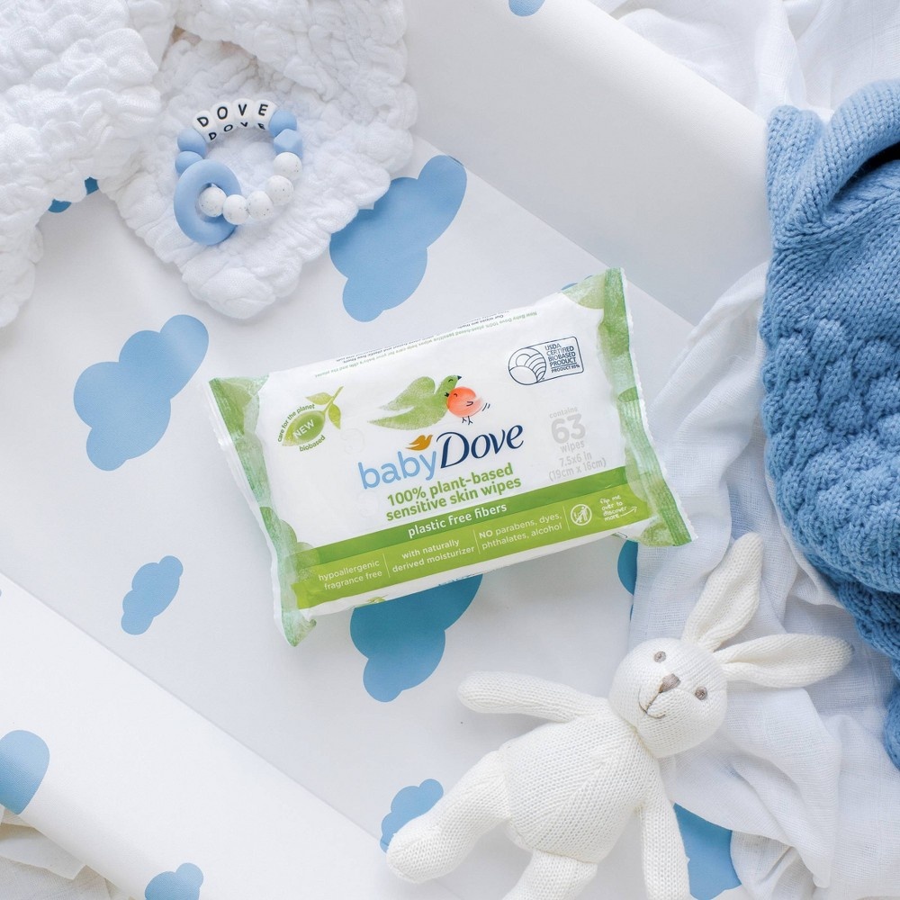slide 8 of 10, Baby Dove Unscented Plant-Based Sensitive Skin Baby Wipes - 63ct, 63 ct