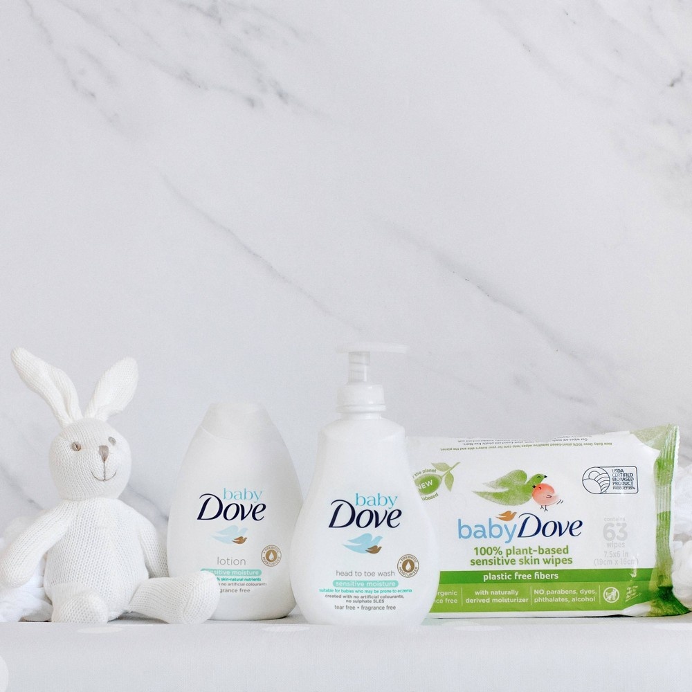 slide 9 of 10, Baby Dove Unscented Plant-Based Sensitive Skin Baby Wipes - 63ct, 63 ct