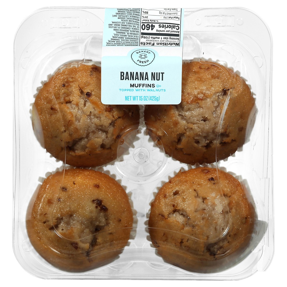 slide 1 of 7, Bakery Fresh Goodness Banana Walnut Muffins, 4 ct