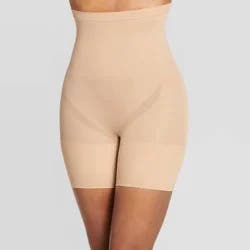 Jockey Generation™ Women's Core Body Smoothing High-Waist Mid-Thigh Shorts - Beige M: Tummy Control Shapewear