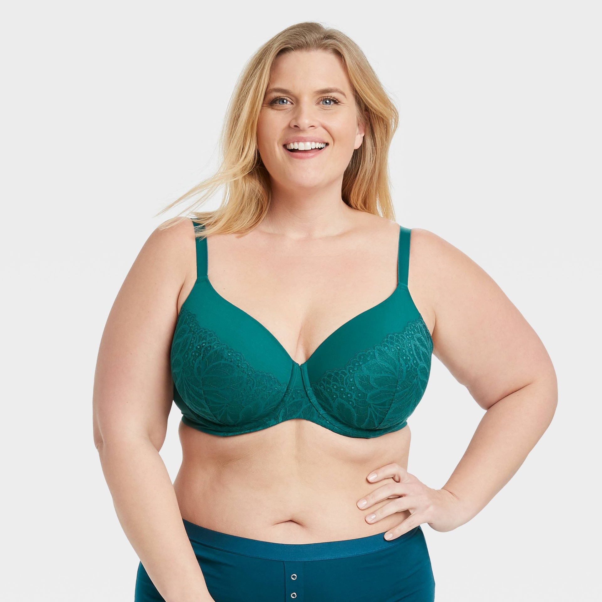 Women's Plus Size Superstar Lightly Lined T-Shirt Bra with Lace - Auden  Teal 42DD 1 ct