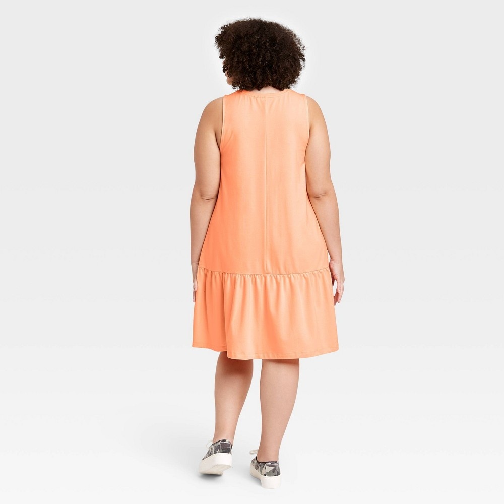 slide 2 of 3, Women's Ruffle Sleeveless Hem Knit Dress - A New Day Light Orange XXL, 1 ct