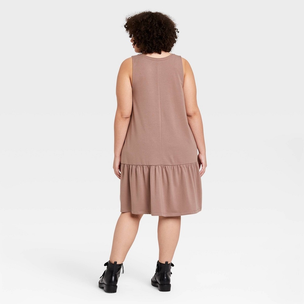 slide 2 of 3, Women's Ruffle Sleeveless Hem Knit Dress - A New Day Brown XL, 1 ct