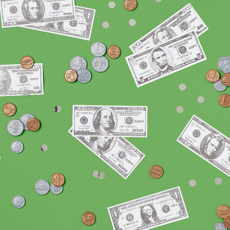 slide 2 of 3, Play Money Party Favor - Spritz™: Realistic Fake Money for Kids, Multicolor, 192 Pieces, Ages 4+, 192 ct