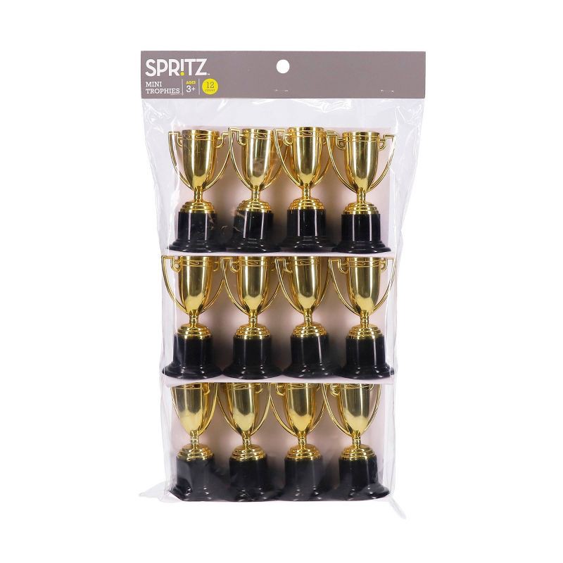 slide 3 of 3, 12ct Mini Trophy Party Favors Gold/Black - Spritz™, 12 ct