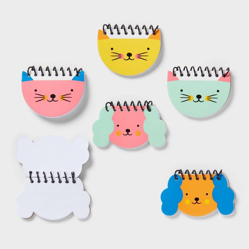 slide 1 of 3, 6ct Cat/Dog Mini Spiral Notebooks - Spritz™: Multicolor Animal Party Favors for Kids, Birthday Goodie Bag Essentials, 6 ct