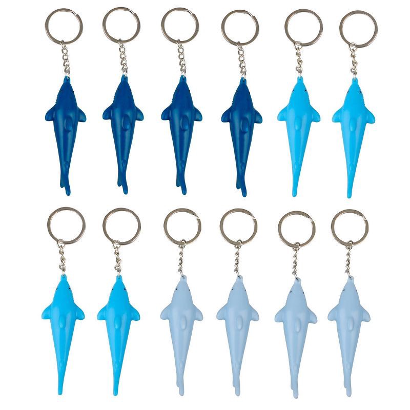 slide 2 of 3, 12ct Party Favor Shark Key Chains Blue/Silver - Spritz™, 12 ct