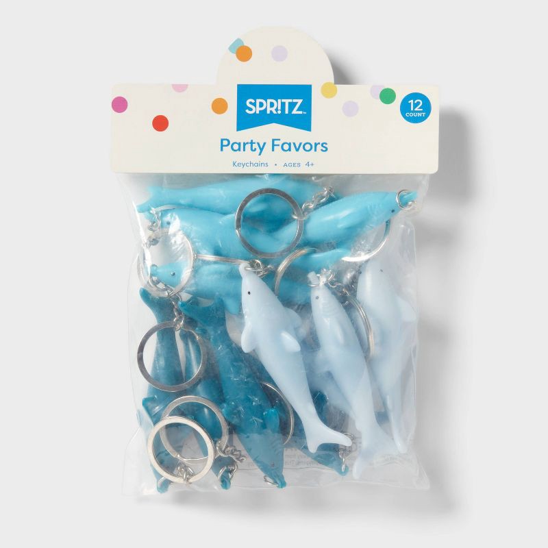 slide 3 of 3, 12ct Party Favor Shark Key Chains Blue/Silver - Spritz™, 12 ct