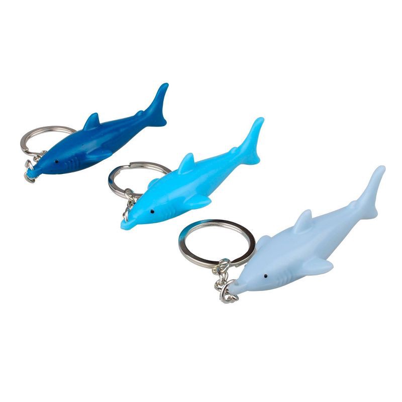 slide 3 of 3, 12ct Party Favor Shark Key Chains Blue/Silver - Spritz™, 12 ct