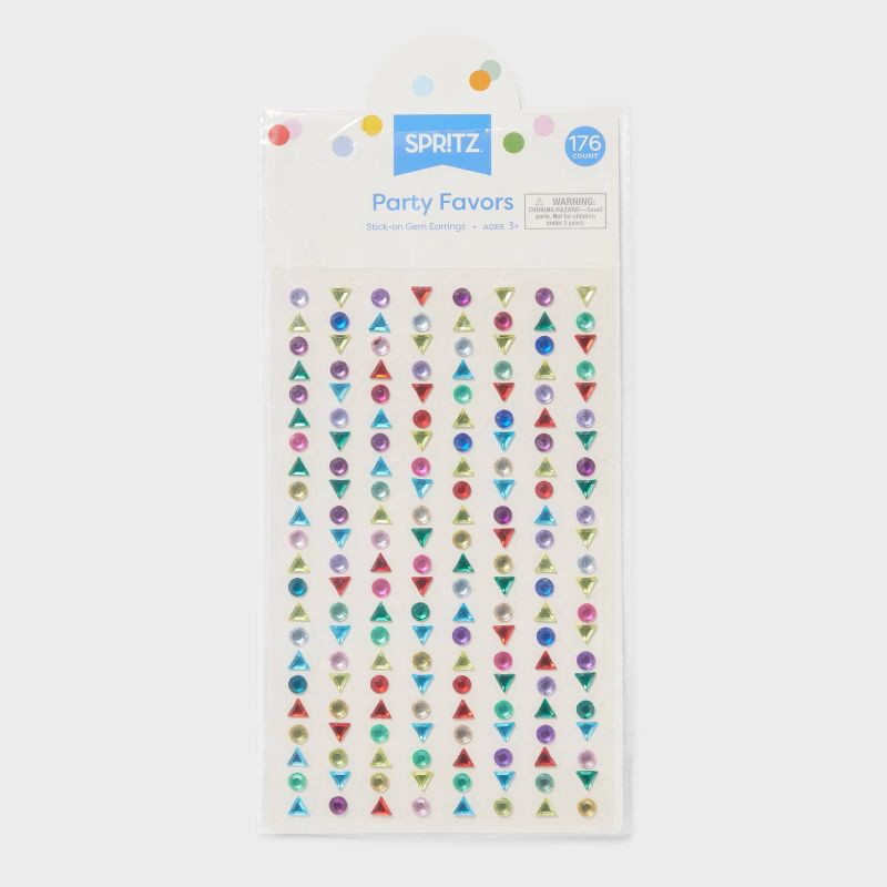 slide 3 of 3, 176ct Party Favor Gem Earrings - Spritz™: Multicolor Sticker Earrings for Kids, Princess Theme, Ages 3+, 176 ct