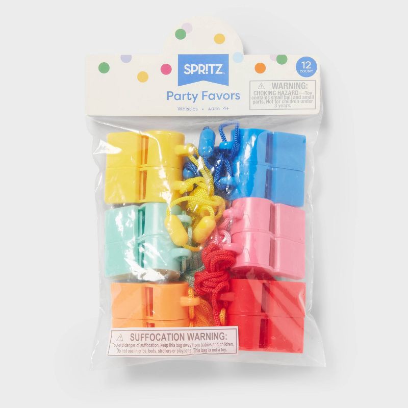 slide 3 of 3, 12ct Party Favor Whistles - Spritz™: Multicolor Kids' Goodies Bag Toys for All Occasions, Fairy & Princess Themes, 12 ct