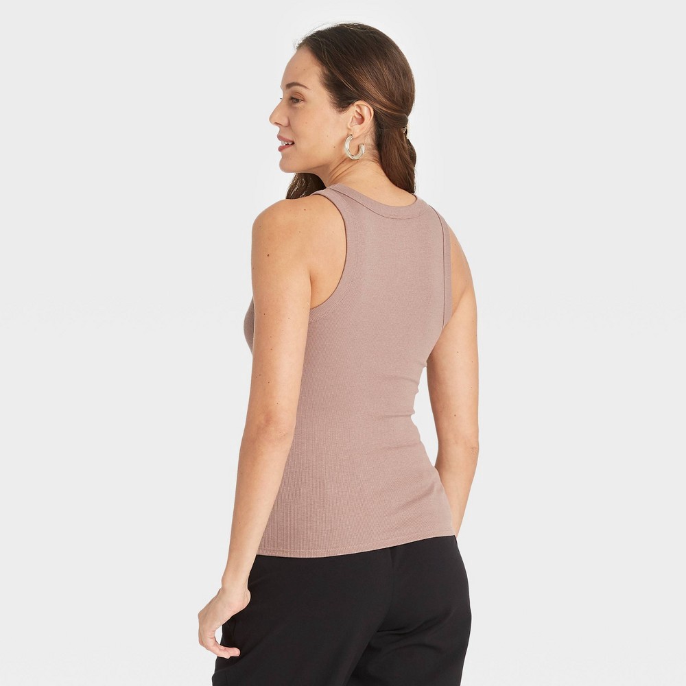 slide 2 of 3, Women's Ribbed Tank Top - A New Day Tan XS, 1 ct