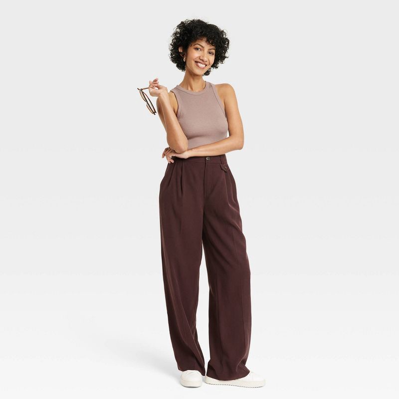 slide 3 of 4, Women's Slim Fit Ribbed Tank Top - A New Day™ Brown S: Cotton Modal Blend, Pullover Style, 1 ct