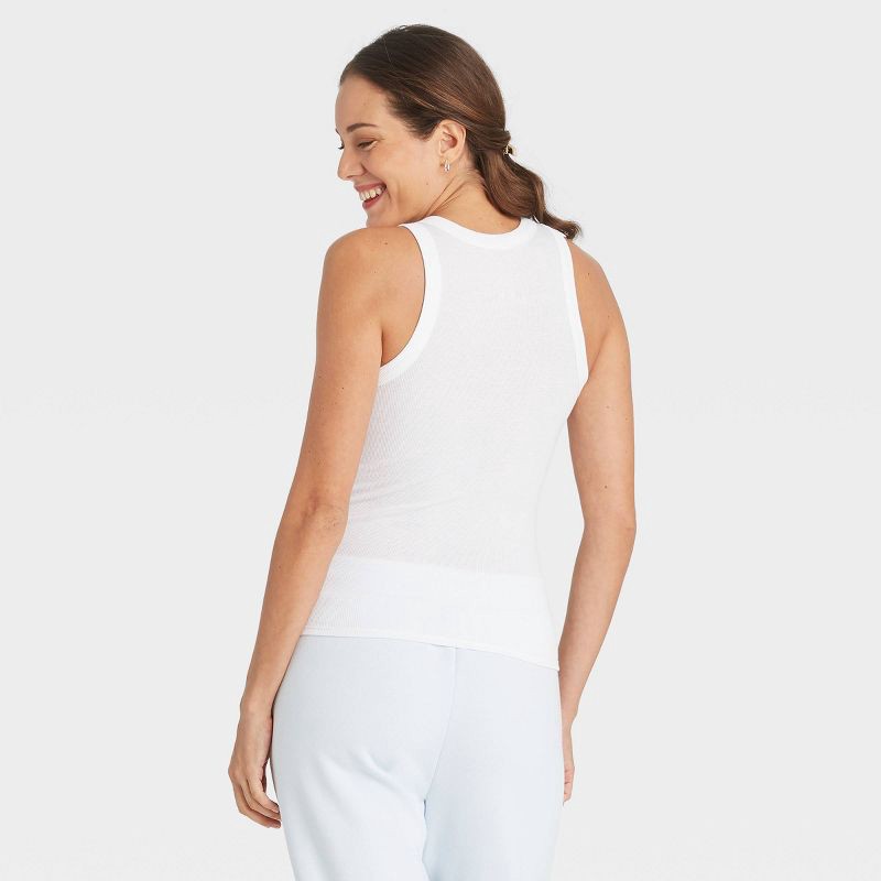 Women's Slim Fit Ribbed High Neck Tank Top - A New Day™ White S