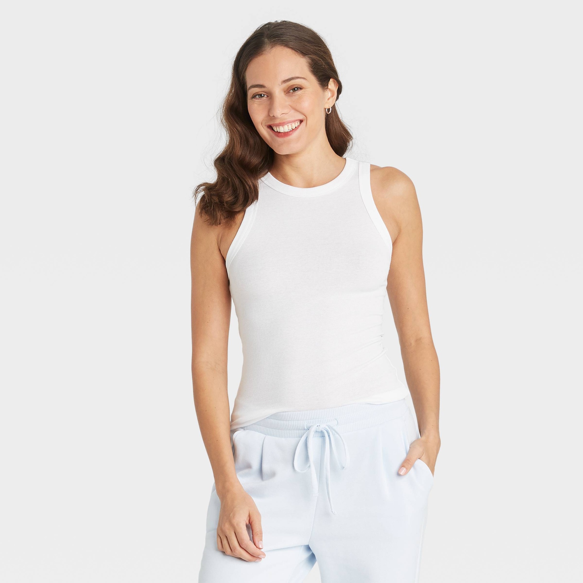 slide 1 of 3, Women's Ribbed Tank Top - A New Day White XS, 1 ct