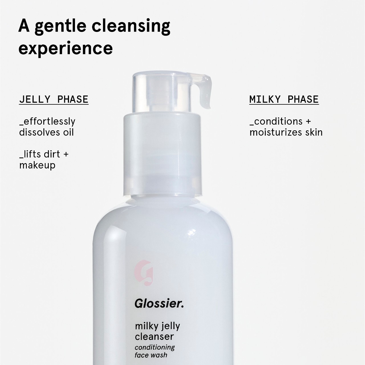 slide 4 of 6, Glossier Milky Jelly Gentle Gel Face Cleanser 6 oz / 177 mL, 6 oz / 177 ml
