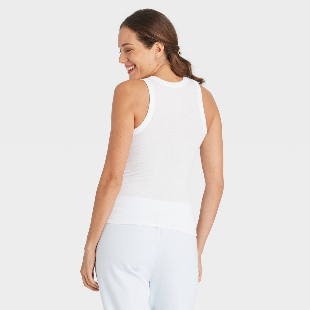 slide 2 of 3, Women's Ribbed Tank Top - A New Day White L, 1 ct