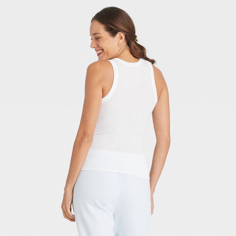 slide 2 of 3, Women's Slim Fit Ribbed Tank Top - A New Day™ White XL: Crew Neck, Pullover, Midweight Fabric, 1 ct