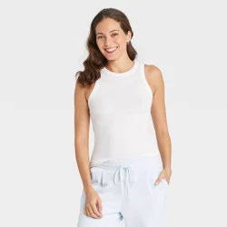 Women's Slim Fit Ribbed Tank Top - A New Day™ White XXL: Cotton Modal Blend, Pullover, Sleeveless, Knit Fabric