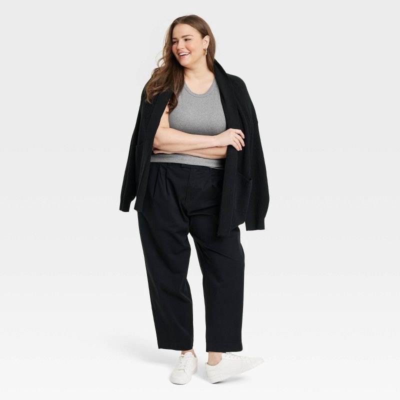 slide 3 of 3, Women's Slim Fit Ribbed Tank Top - A New Day™ Heather Gray M: Crew Neck, Sleeveless, Pullover Style, 1 ct