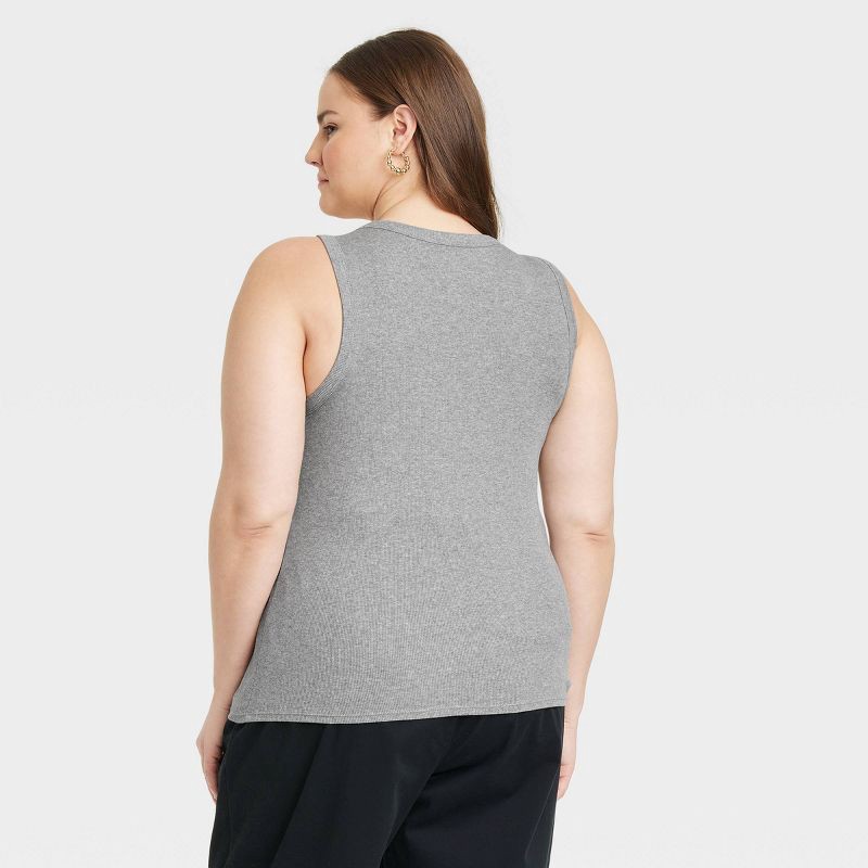 slide 2 of 3, Women's Slim Fit Ribbed Tank Top - A New Day™ Heather Gray L: Cotton Modal Blend, Sleeveless Pullover, Knit Fabric, 1 ct