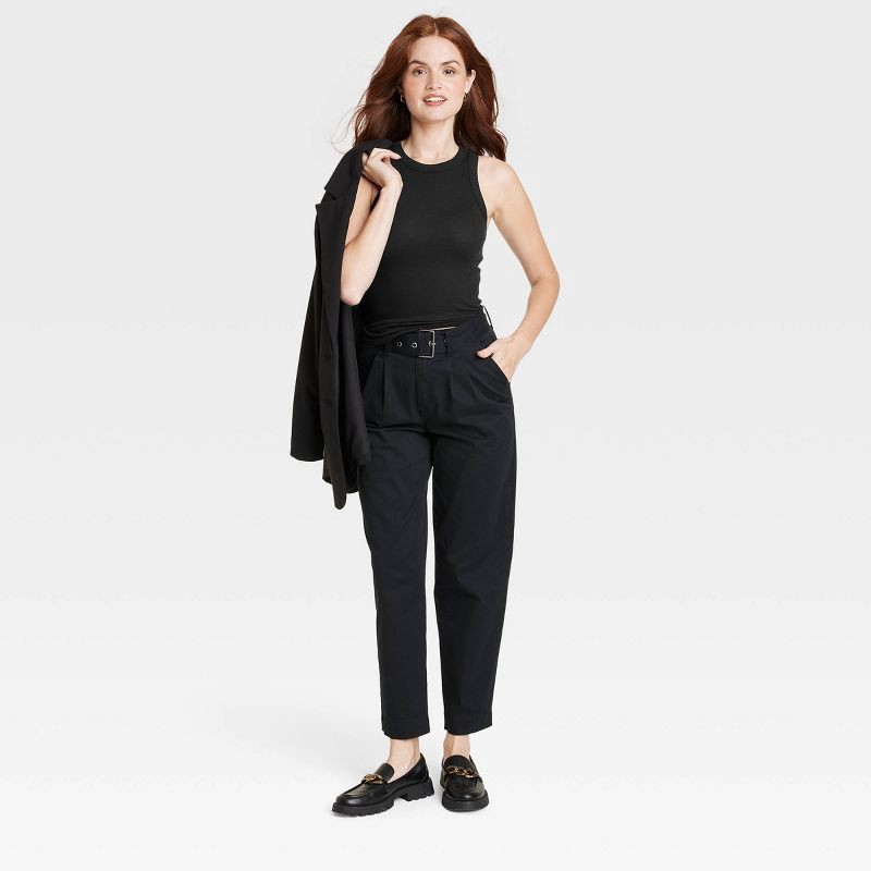 slide 3 of 3, Women's Slim Fit Ribbed Tank Top - A New Day™ Black XS: Crew Neck, Sleeveless, Pullover Style, 1 ct