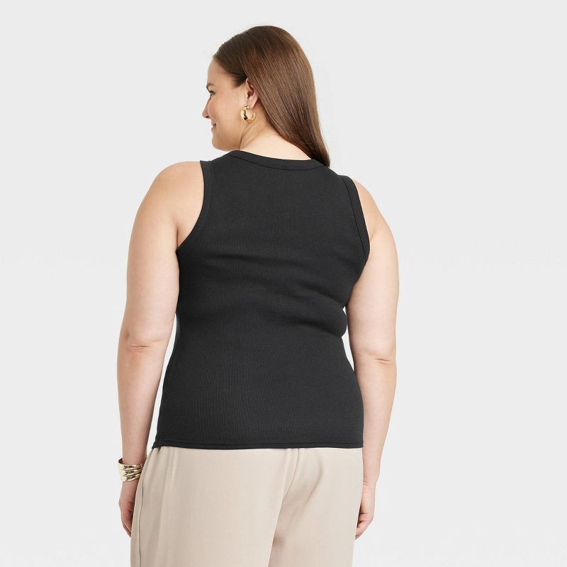 slide 2 of 3, Women's Slim Fit Ribbed Tank Top - A New Day™ Black S: Cotton Modal Blend, Sleeveless Knit Pullover, 1 ct