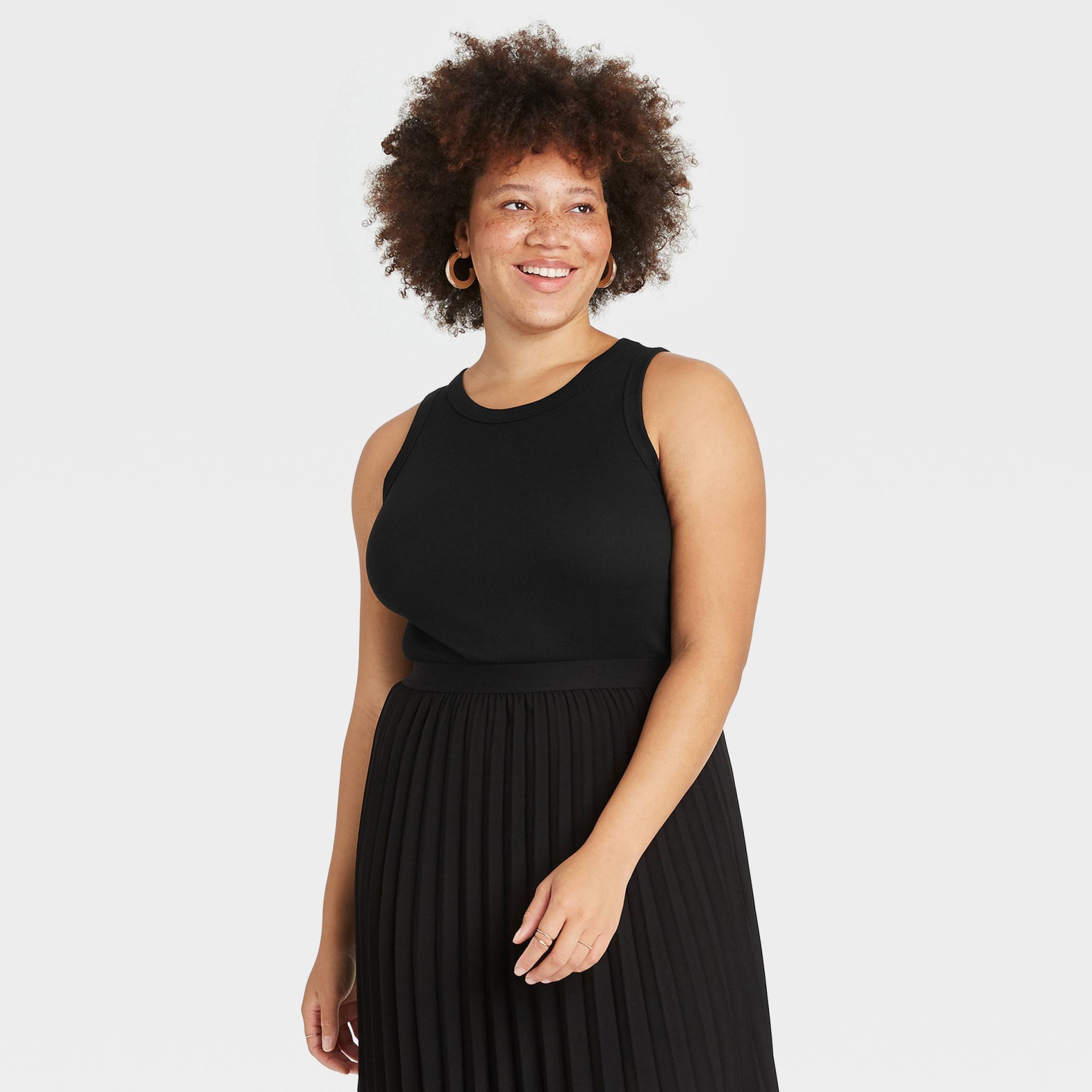 slide 1 of 3, Women's Ribbed Tank Top - A New Day Black XXL, 1 ct