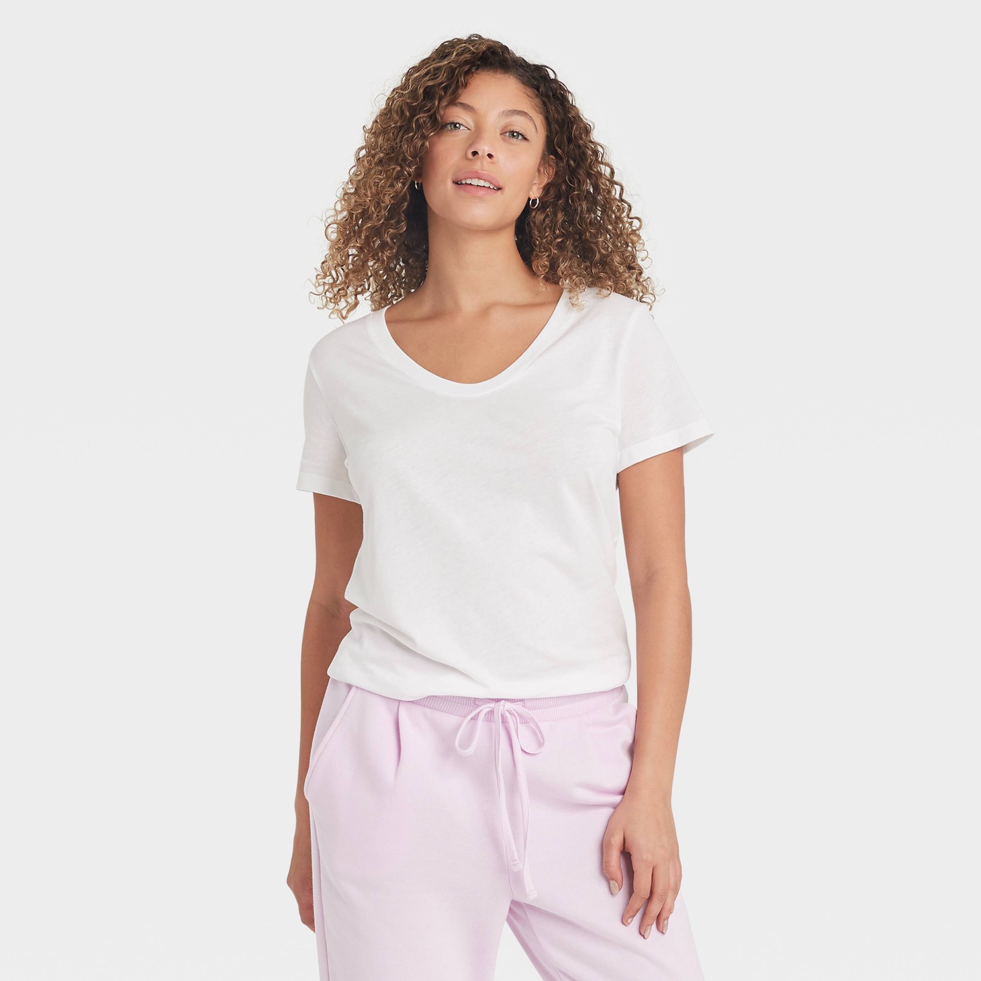 slide 1 of 3, Women's Short Sleeve Slim Fit Scoop Neck T-Shirt - A New Day White M, 1 ct