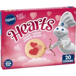 Pillsbury Ready-to-Bake Hearts Shape Sugar Cookie Dough - 9.1oz/20ct