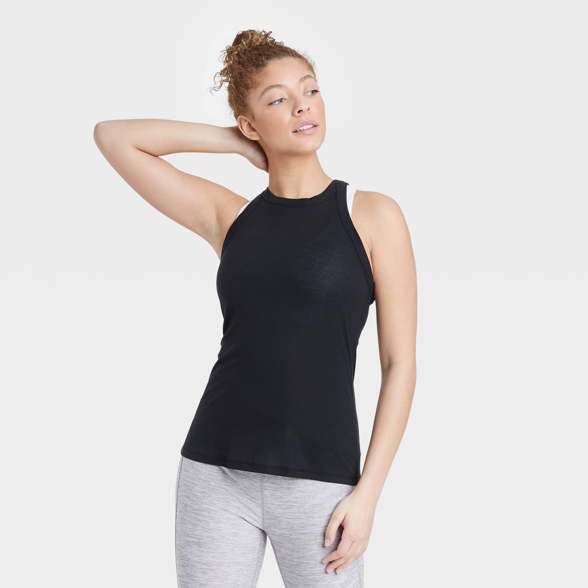 Women's Active Ribbed Tank Top - All in Motion Black XL 1 ct