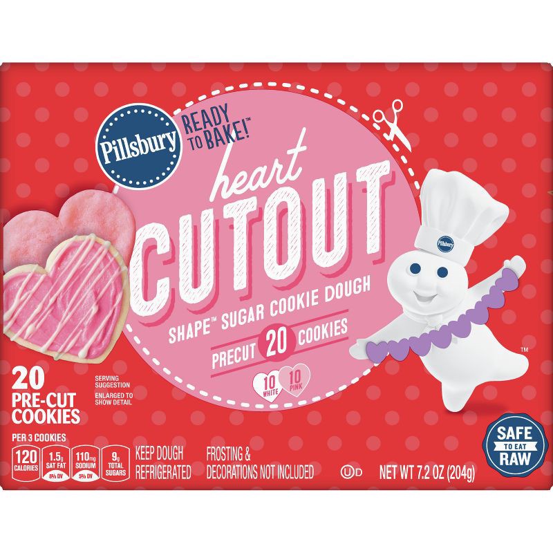 slide 2 of 7, Pillsbury Ready-to-Bake Heart Cutout Sugar Cookie Dough - 7.2oz, 7.2 oz