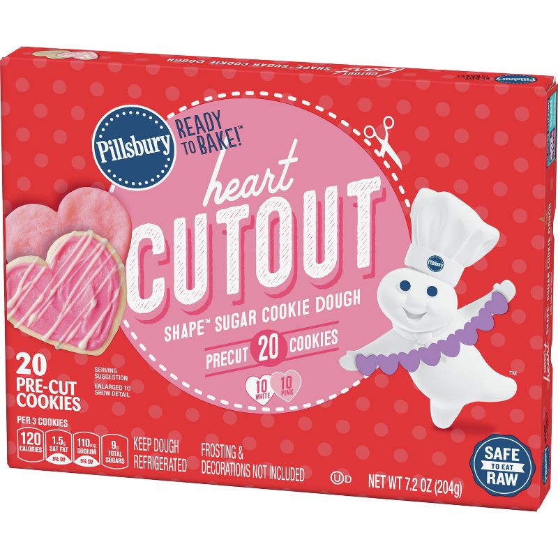 slide 3 of 7, Pillsbury Ready-to-Bake Heart Cutout Sugar Cookie Dough - 7.2oz, 7.2 oz