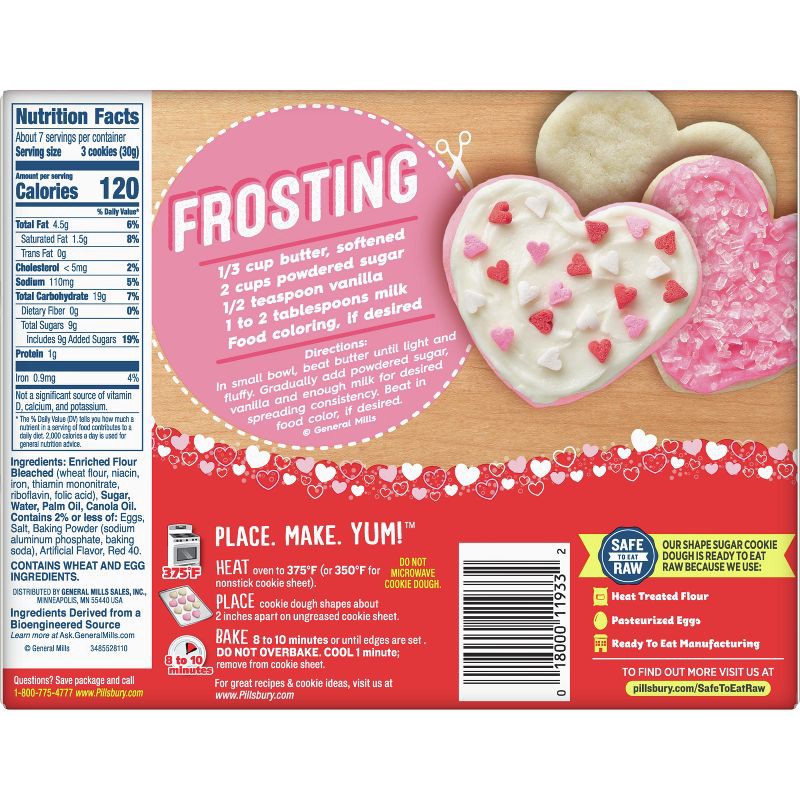 slide 4 of 7, Pillsbury Ready-to-Bake Heart Cutout Sugar Cookie Dough - 7.2oz, 7.2 oz