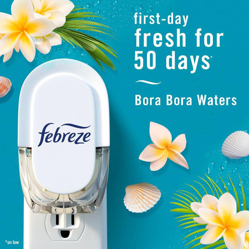 slide 3 of 14, Febreze Odor-Fighting Fade Defy Plug Air Freshener Refill - Bora Bora - 0.87 fl oz/3pk, 0.87 fl oz, 3 ct