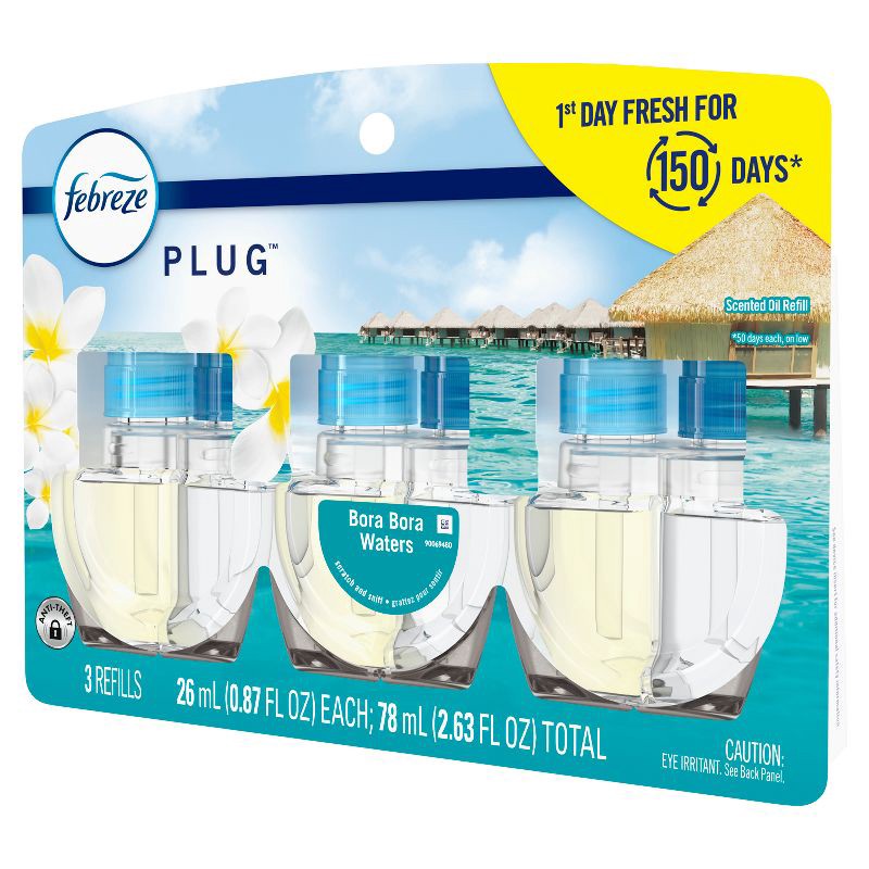 slide 15 of 16, Febreze Odor-Fighting Fade Defy Plug Air Freshener Refill - Bora Bora - 0.87 fl oz/3pk, 0.87 fl oz, 3 ct
