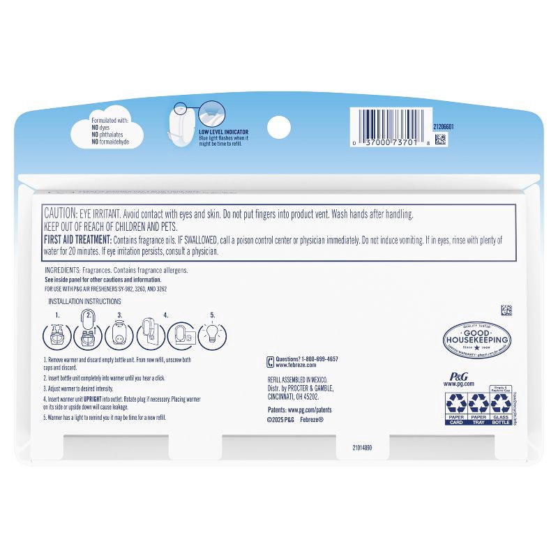 slide 16 of 16, Febreze Odor-Fighting Fade Defy Plug Air Freshener Refill - Bora Bora - 0.87 fl oz/3pk, 0.87 fl oz, 3 ct