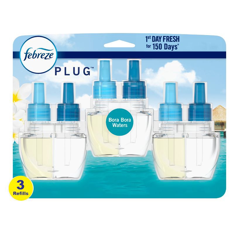 slide 1 of 14, Febreze Odor-Fighting Fade Defy Plug Air Freshener Refill - Bora Bora - 0.87 fl oz/3pk, 0.87 fl oz, 3 ct