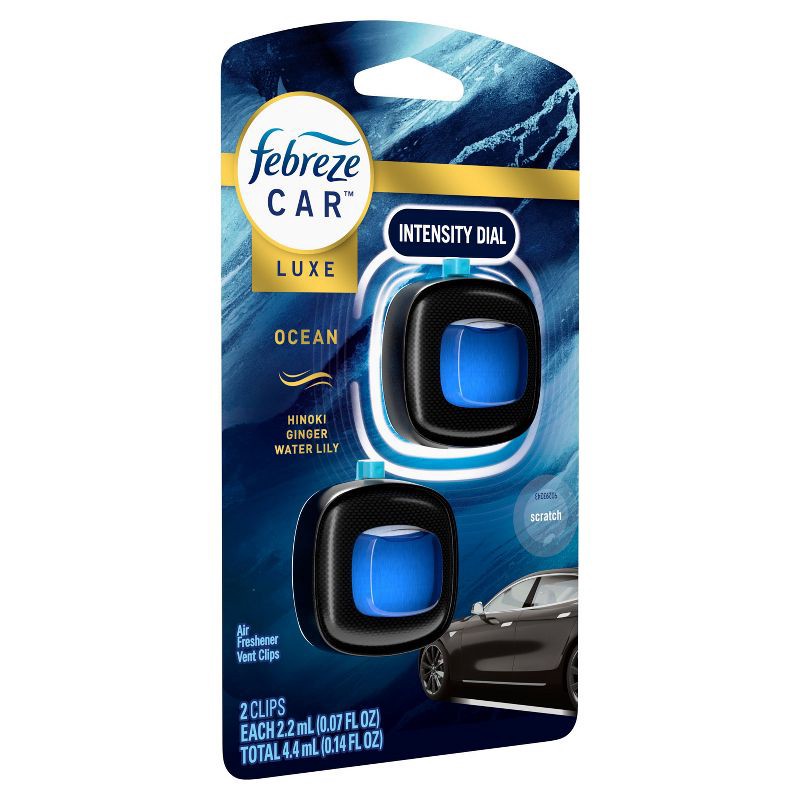slide 10 of 12, Febreze Car Air Freshener Vent Clip - Ocean Scent - 0.14 fl oz/2pk, 0.14 fl oz, 2 ct