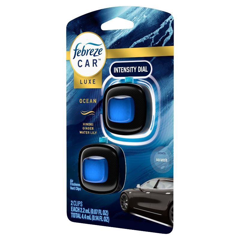 slide 11 of 12, Febreze Car Air Freshener Vent Clip - Ocean Scent - 0.14 fl oz/2pk, 0.14 fl oz, 2 ct