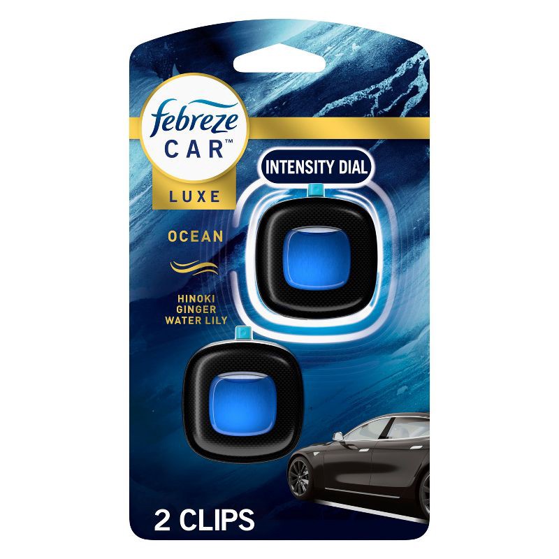 slide 1 of 12, Febreze Car Air Freshener Vent Clip - Ocean Scent - 0.14 fl oz/2pk, 0.14 fl oz, 2 ct